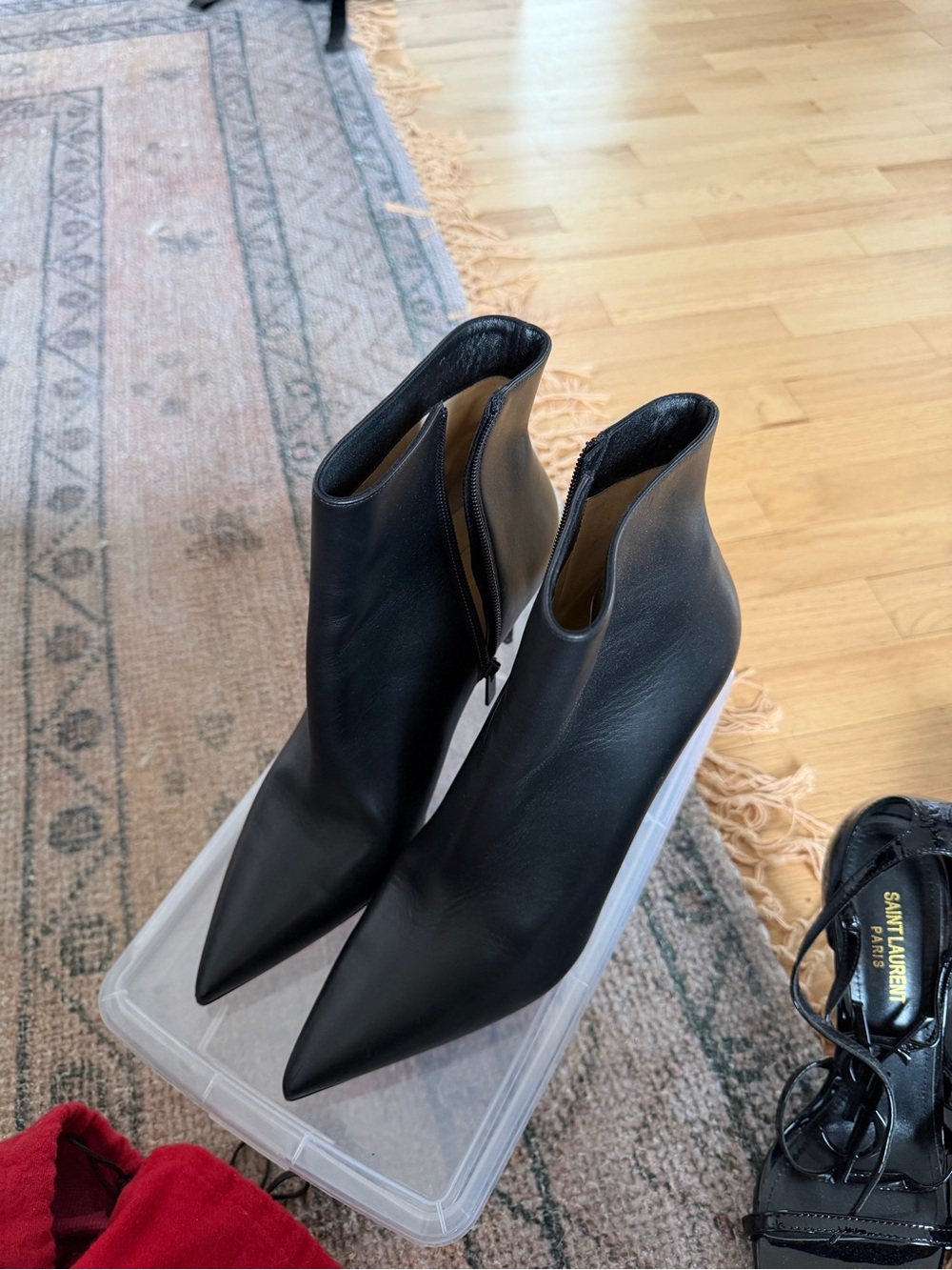 Christian Louboutin Black Pointed Leather Ankle Booties